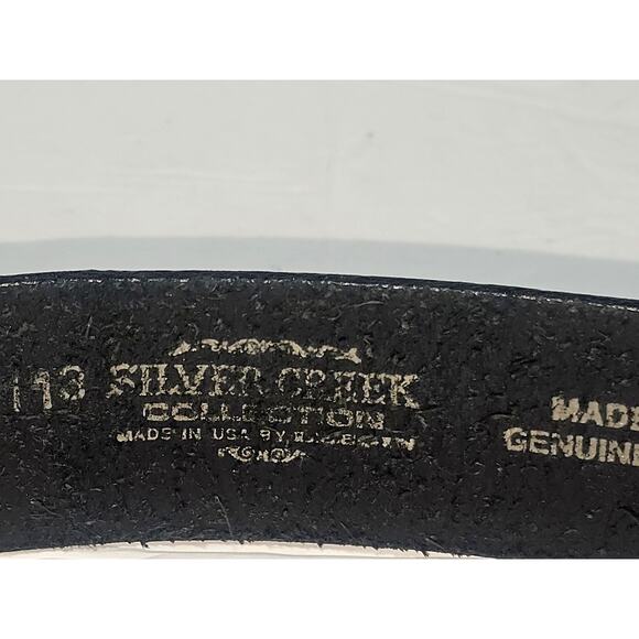 Silver Creek Collection Black Leather Belt 38 Solud Pattern USA - Picture 8 of 11